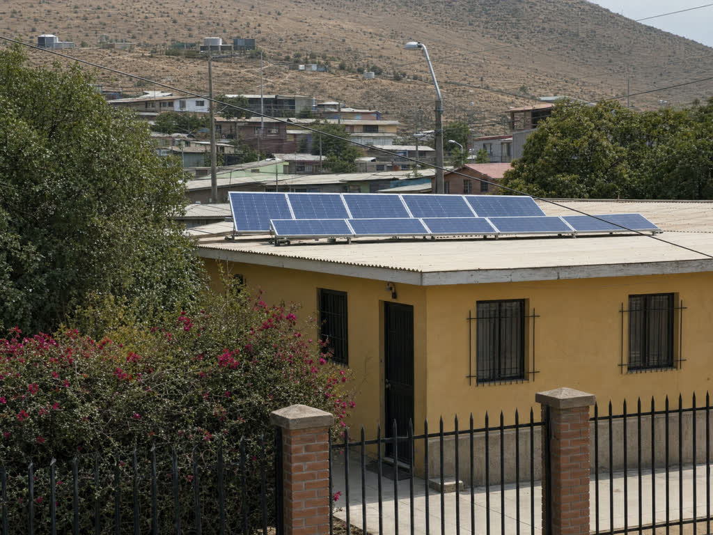 Paneles solares fotovoltaicos sobre el techo de una vivienda